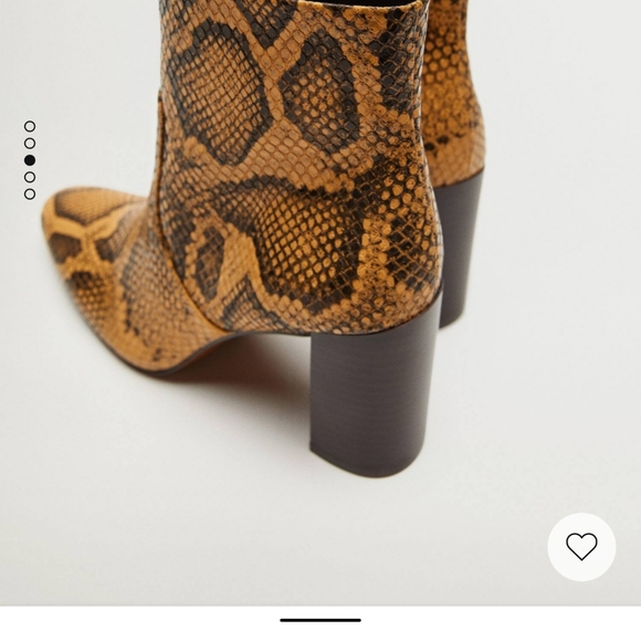 Pointed heel ankle MANGO boots 38 EU, 7.5 US, yellow snake pattern - Picture 4 of 11